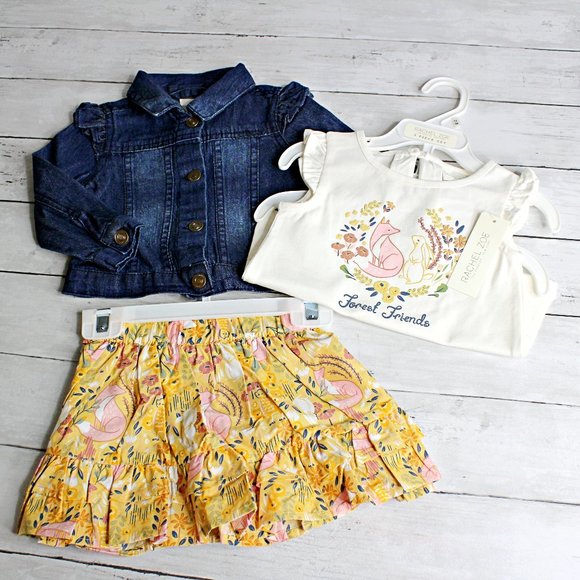 Rachel Zoe Baby Girl's Denim Blue Jean Jacket Top Skirt Set Size 18 Mo - Picture 1 of 10